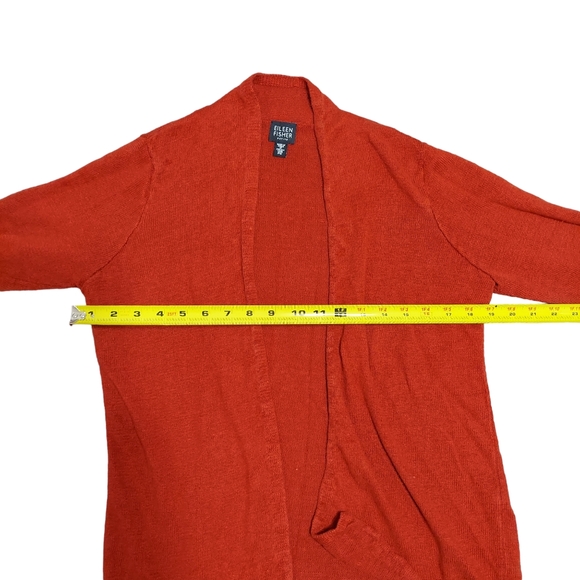 Eileen Fisher Petite Small Cinnamon Orange 100% Linen Knit Cardigan Sweater LS - Picture 5 of 14